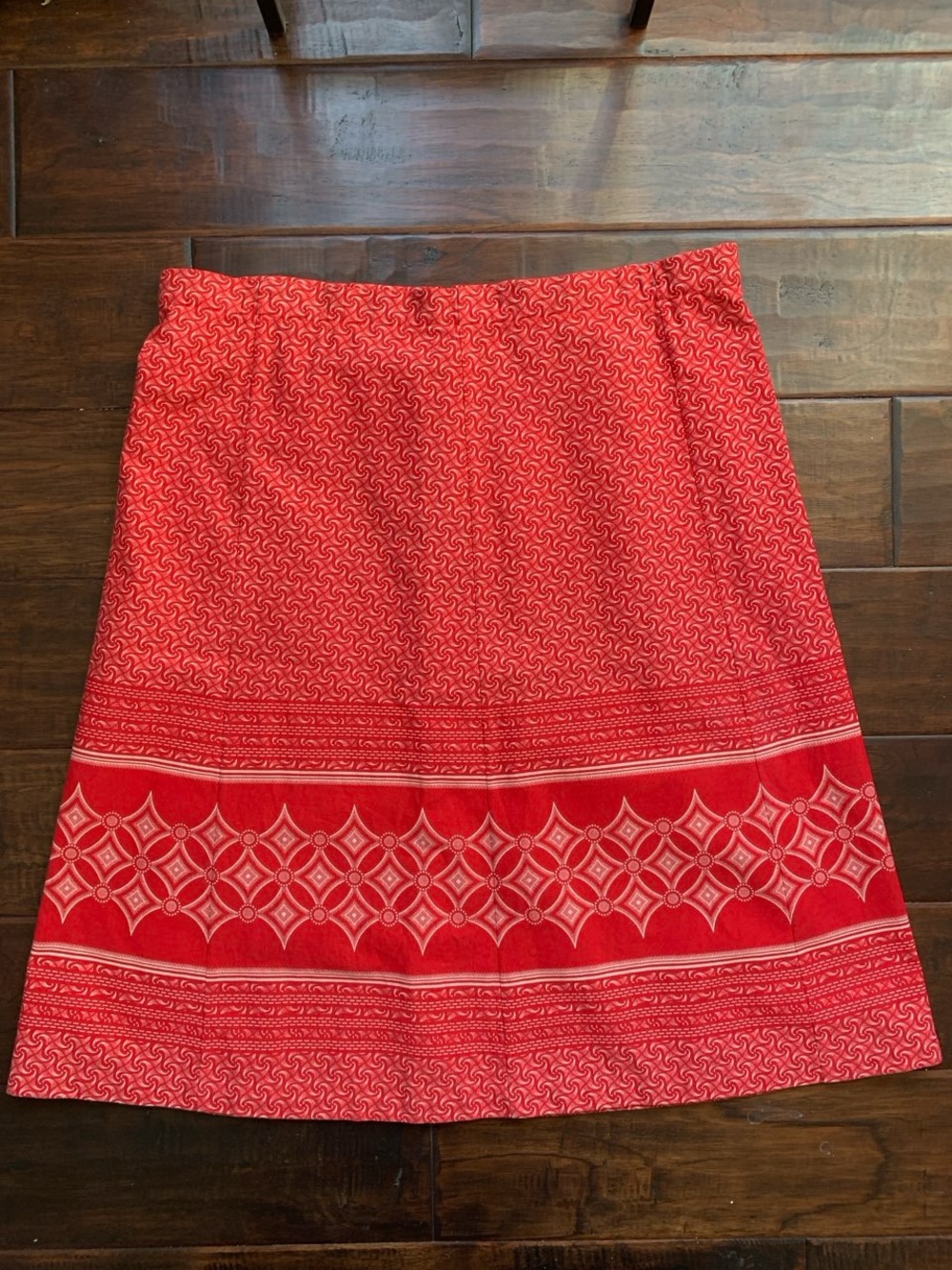 Handmade South African Print A-Line Skirt | Da Gama Textiles Red Cotton